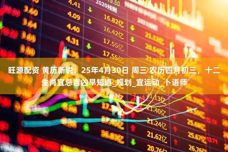 旺源配资 黄历新说：25年4月30日 周三 农历四月初三，十二生肖宜忌吉凶早知道_规划_宜运动_卜语师
